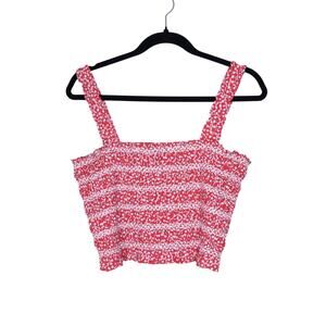 FRENCH CONNECTION Elao Rhodes Poplin Smocked Top Hibiscus in Pink Women's 12